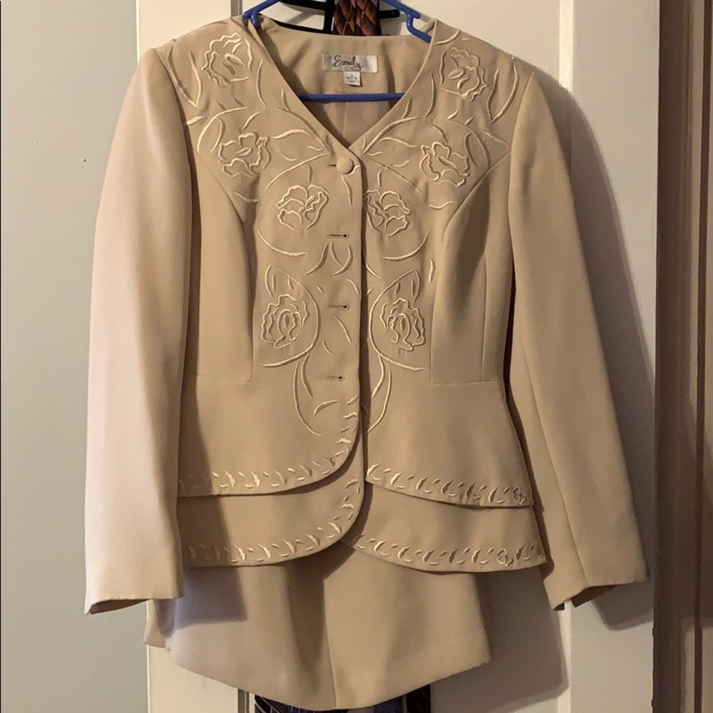 Embroidered Nude Skirt Set